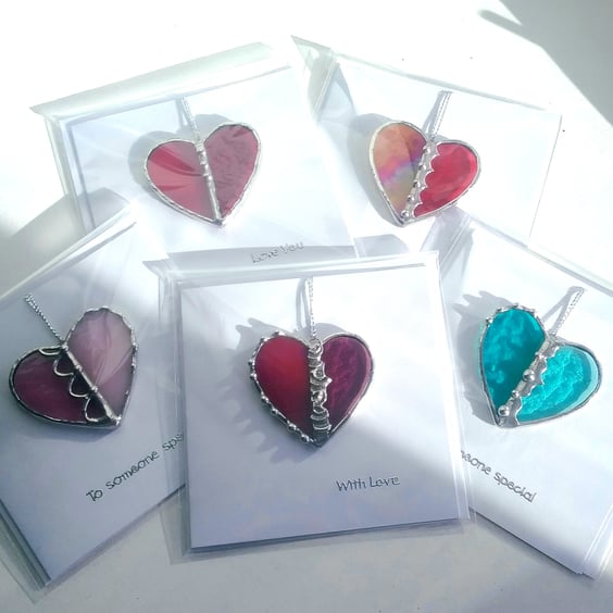 Love Heart Stained Glass Charm Card