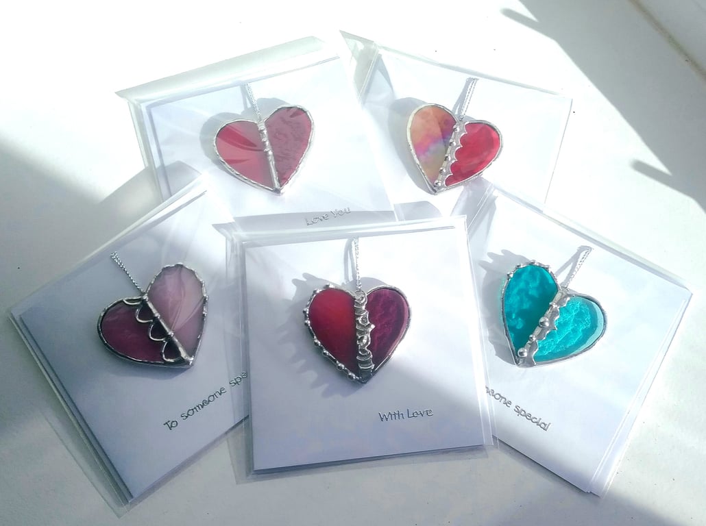 Love Heart Stained Glass Charm Card