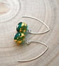 green and gold leaf glass earrings - Image 3