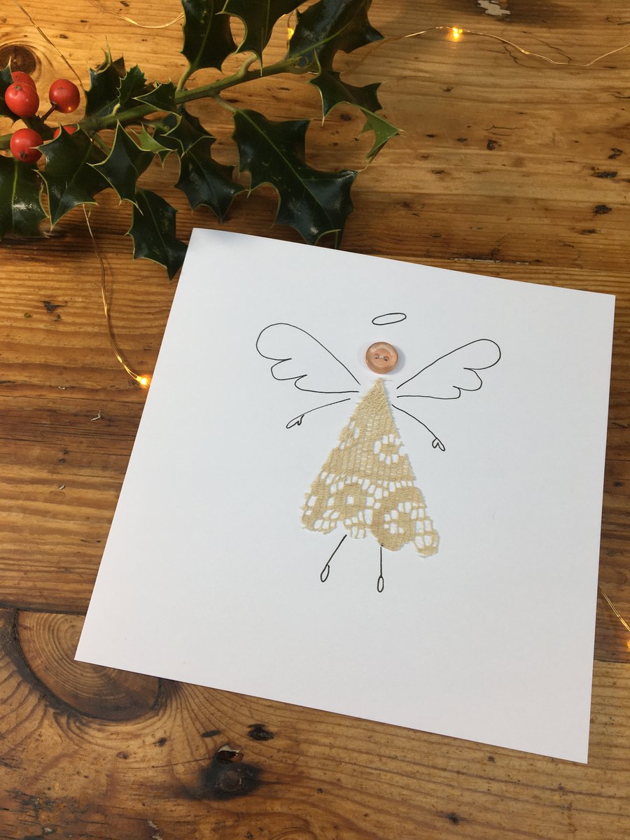 Lace Angel Christmas card - Christmas fairy card 