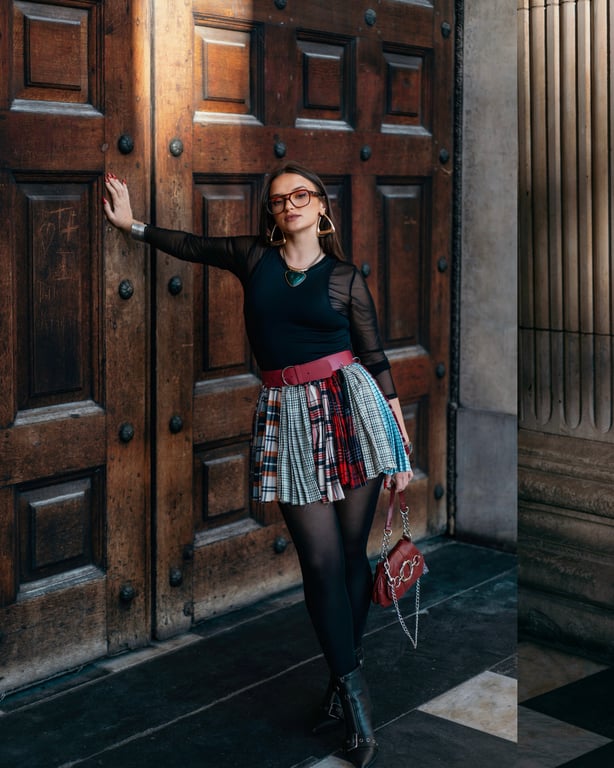 Handmade Patchwork Pleated Skirt