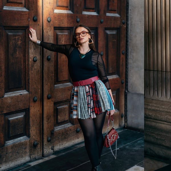 Handmade Patchwork Pleated Skirt