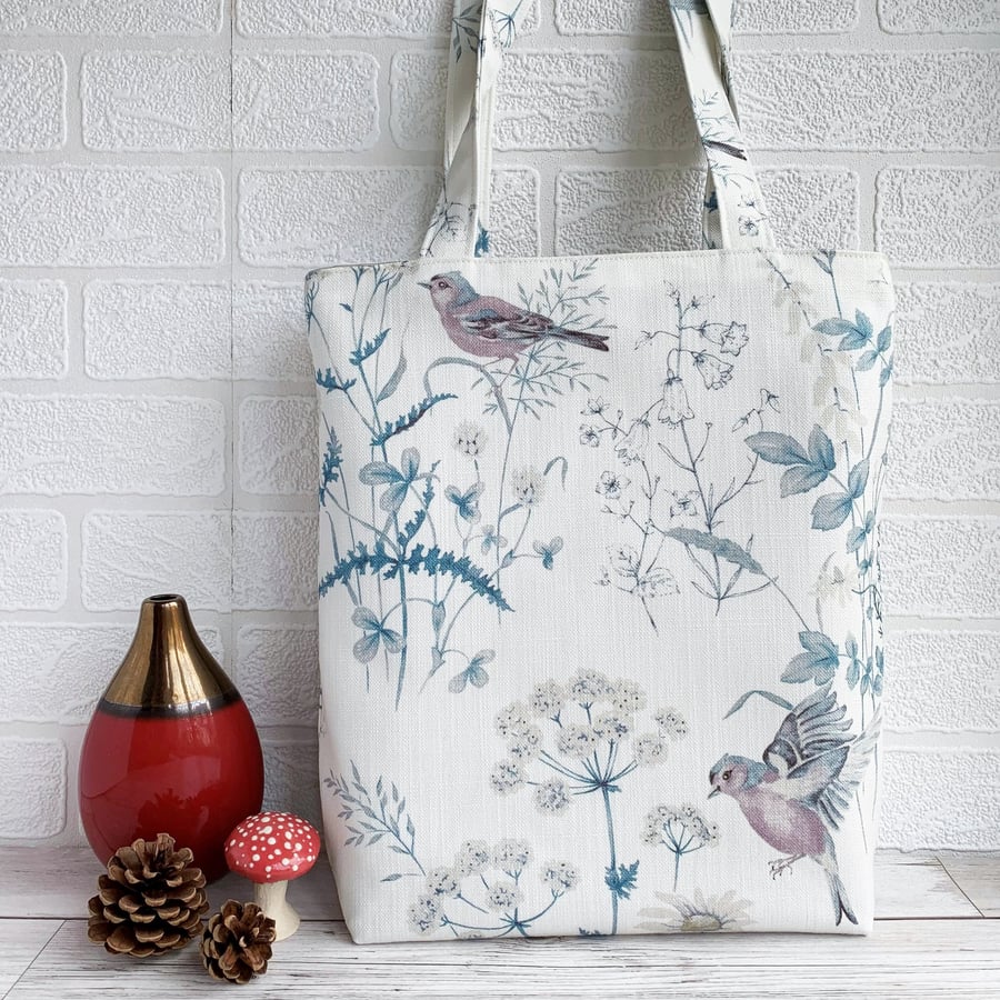 SOLD Tote Bag with Chaffinches in Wild Flower Meadow