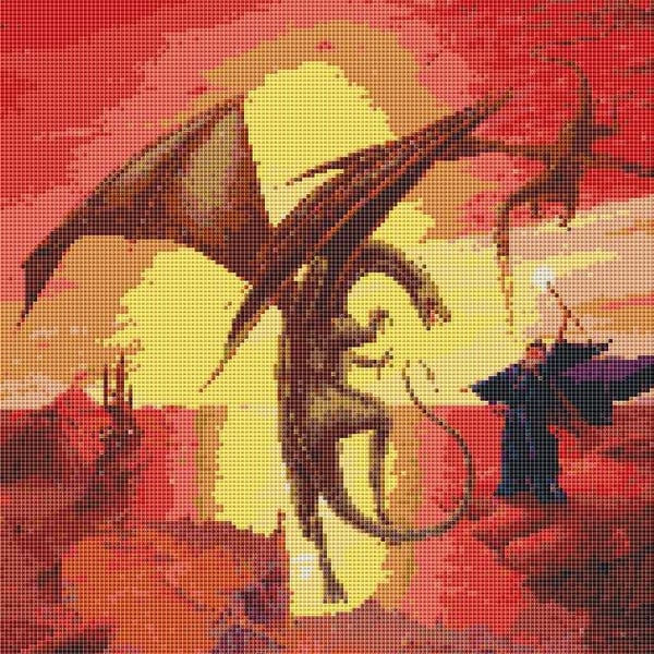 Fire dragon cross stitch chart