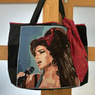 Patchwork denim tote bag - Amy Winehouse