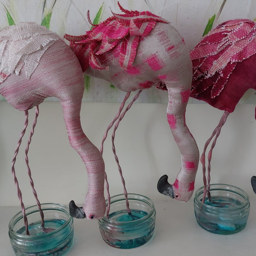 Flamingo inspired soft sculpture