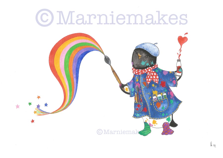 Picasso Penguin- A5 Giclee Print 