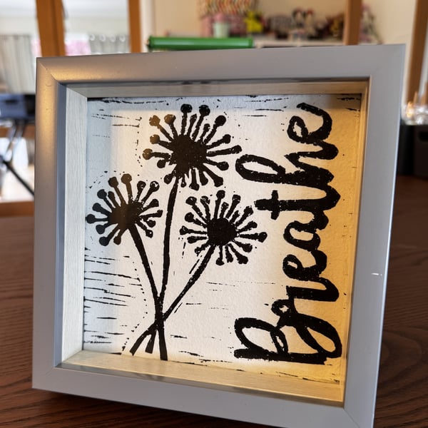 Breathe Framed Lino Print