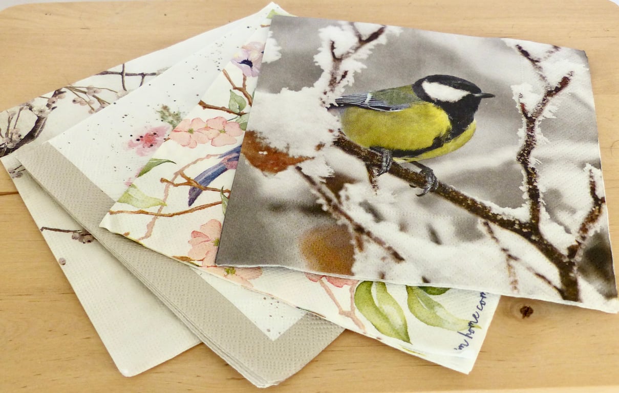 Four Mixed 'Bird' Paper Napkins