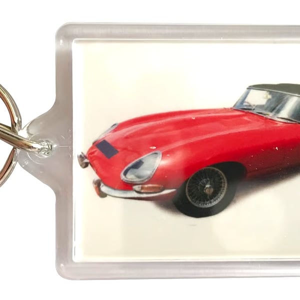 Jaguar E-Type Mk1 1966 - Keyring with 50x35mm Insert - Car Enthusiast
