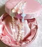 Pearl & Selenite Gemstone Four Leaf Clover Silver Bracelet: Heart Chain Extender - Image 9