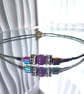 Amethyst Hematite Beaded Necklace Colourful Jewellery Statement Choker Handmade 