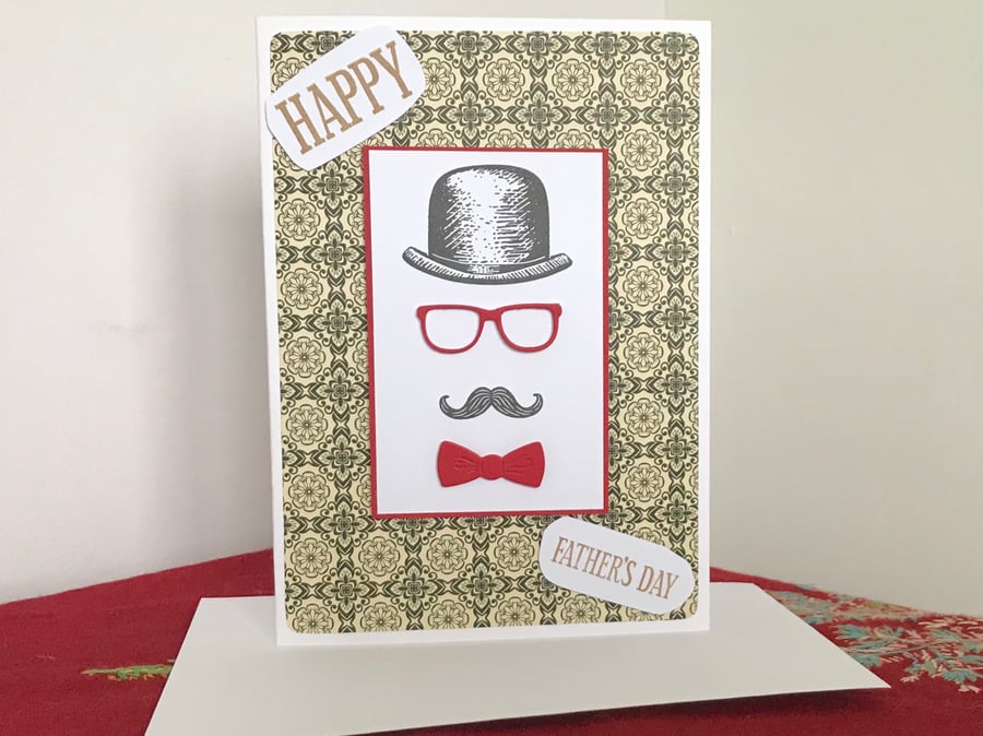 BB35 Bowler Hat and Tie Father’s Day Card - Personalised Sentiment 