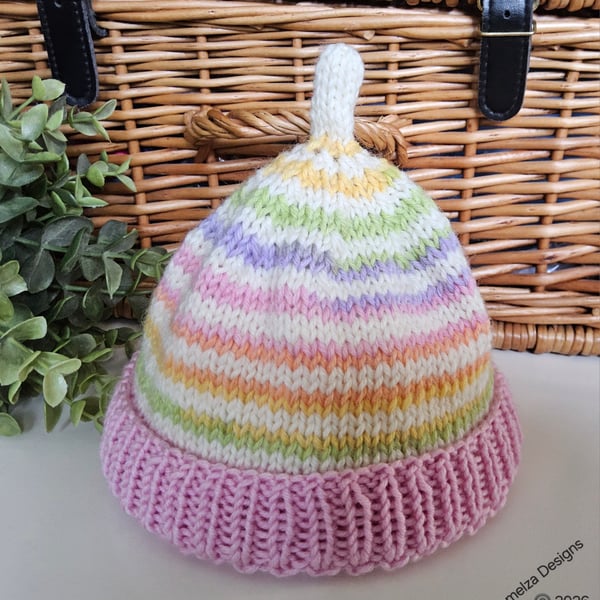 Designer Baby Girls Merino Wool Hat 0-3 months size