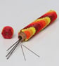 Long Beaded Wooden Needlecase in Flames Bargello Pattern - Image 2