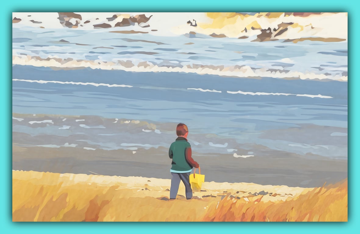 Child on Beach Greeting Card A5