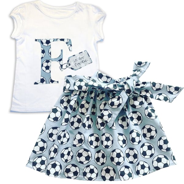 Girl's Football Personalised Skirt and T-shirt Outfit