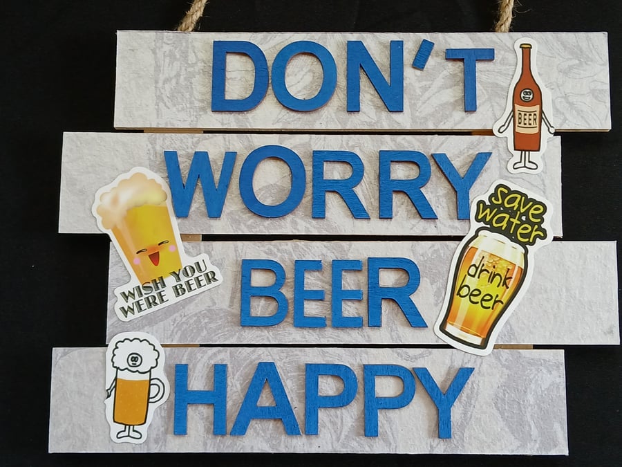 Hand decorated hanging wooden sign 