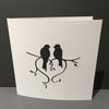 Valentine's Day Card - Hand Cut Love Birds - Paper Cut Art- Silhouette