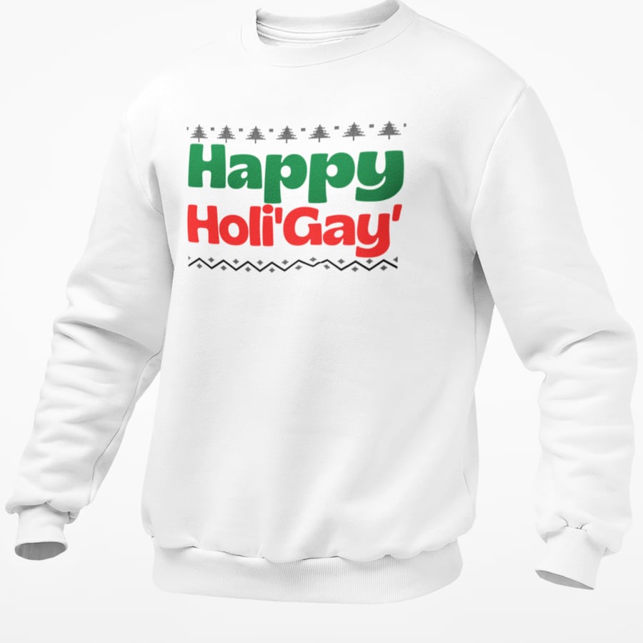 Happy Holigay Christmas JUMPER Funny Novelty Folksy