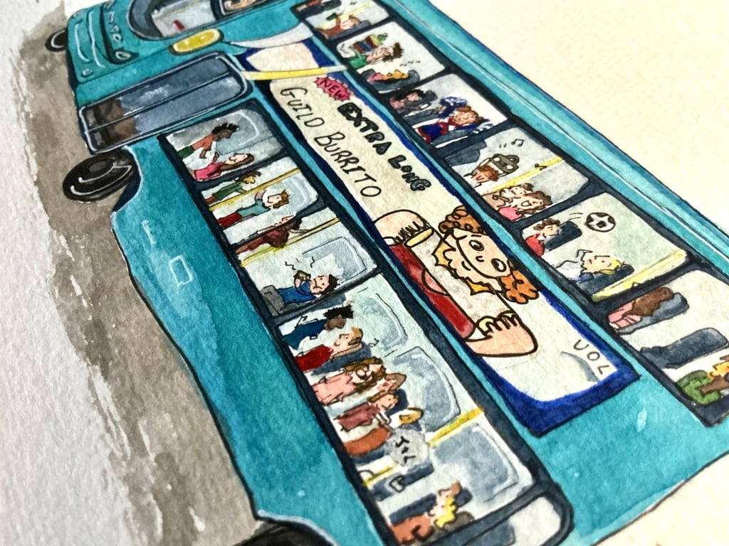 699 bus illustration print