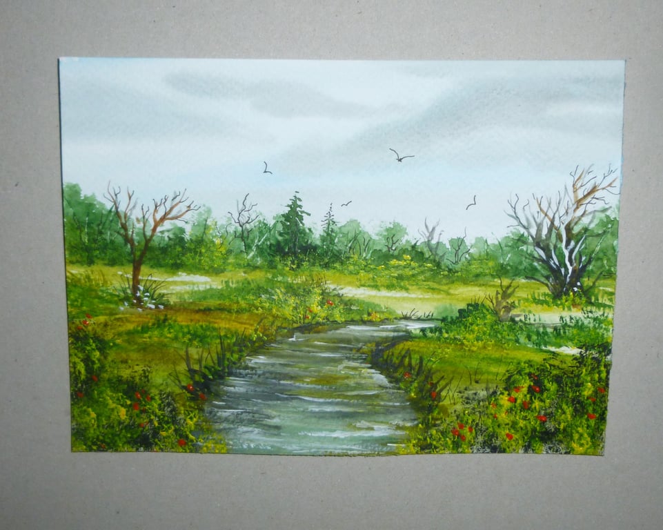 original watercolour landscape art painting countryside ( ref FA 456 A4 )