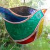 Stained Glass Funky Bird Suncatcher  - Multi Turquoise