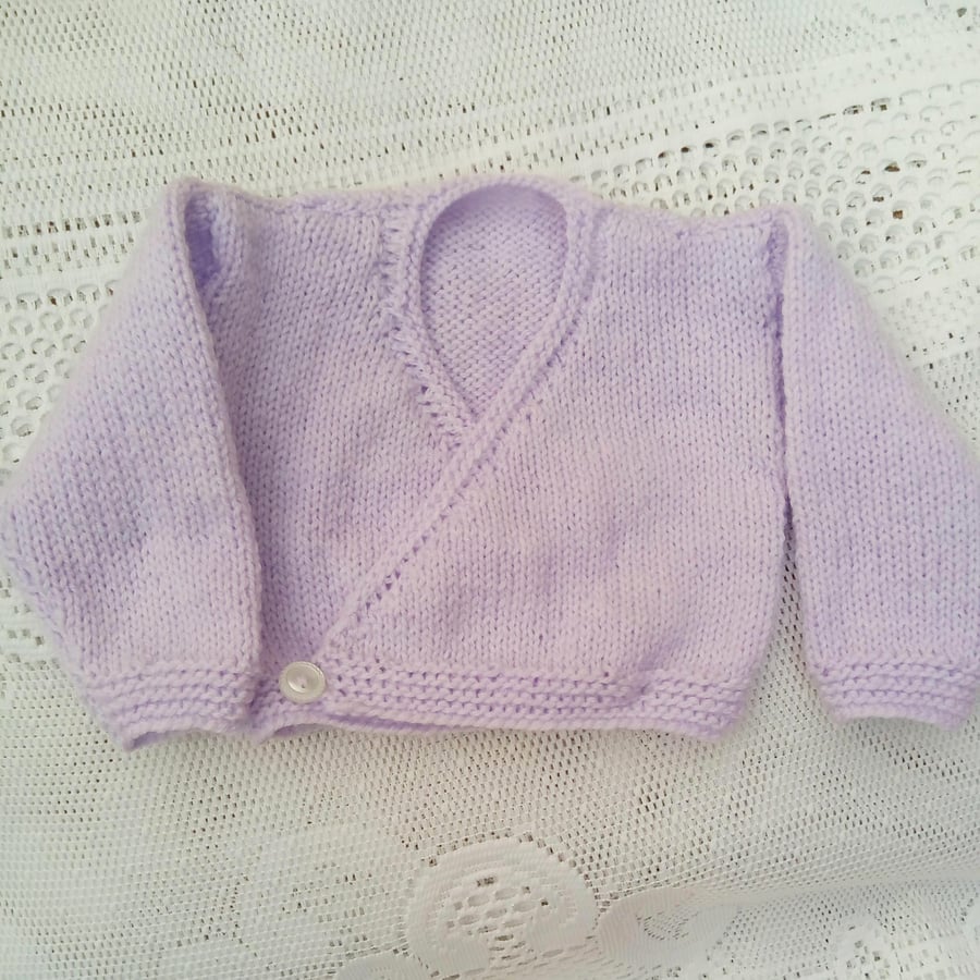 Baby's Crossover Style Hand Knitted Ballerina Cardigan, Baby Clothes, Baby Gift