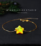 Large Yellow Star 3D Fire Opal Bracelet with 925 Sterling Silver Chain - Image 1