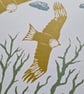 Red Kites original art linoprint handprinted A4 size - Image 6