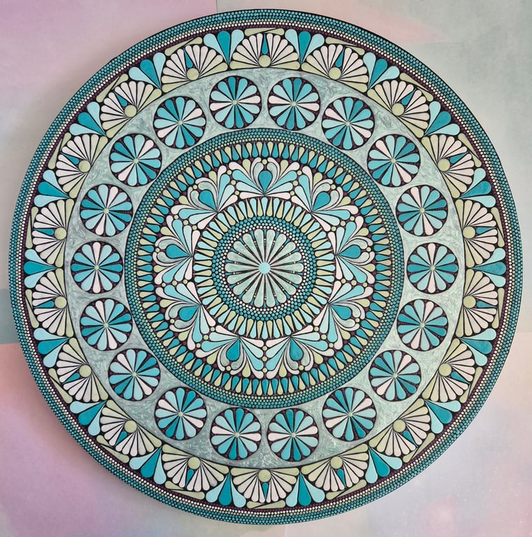 Moonlight 40cm Original Hand Painted Mandala on Canvas