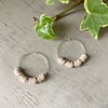 'Putty' Cream Heishi Bead Hoop Earrings, sterling silver