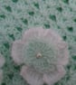 Crochet baby hat and blanket pale mint and white with crocheted flowers gift  - Image 7