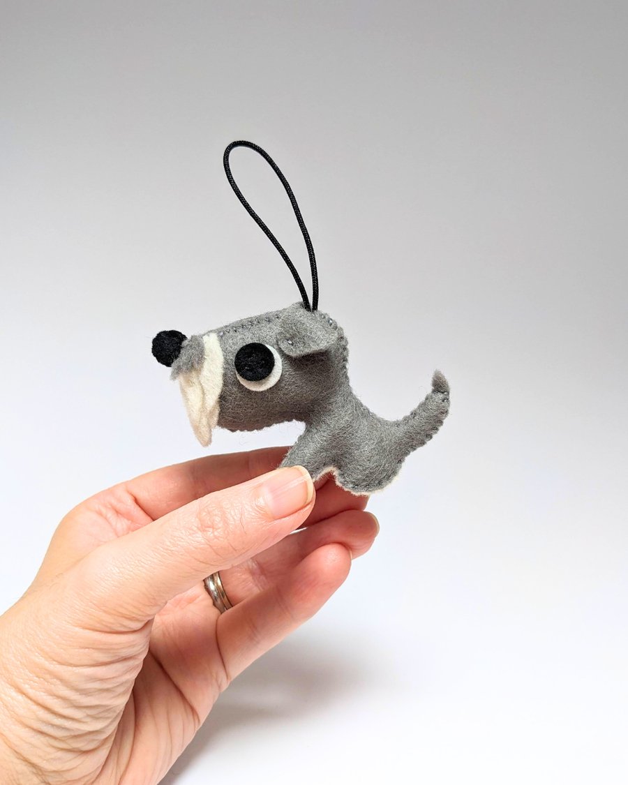 Grey Schnauzer dog hanging decoration