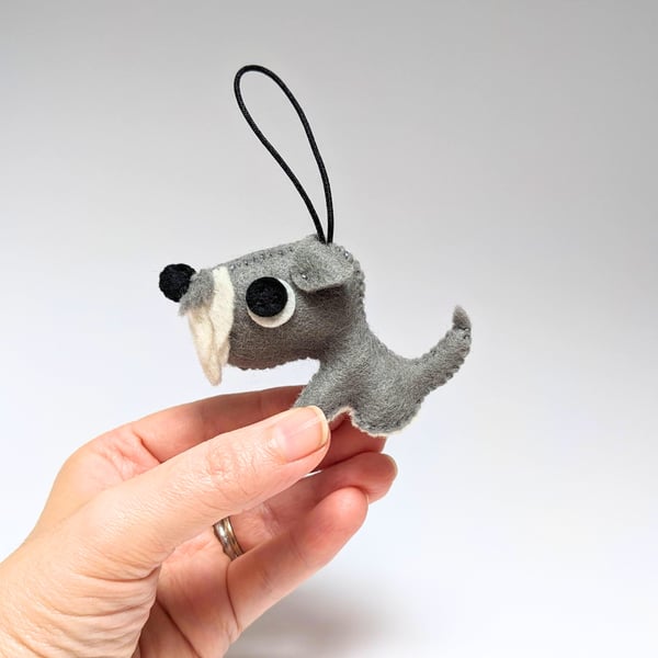 Grey Schnauzer dog hanging decoration