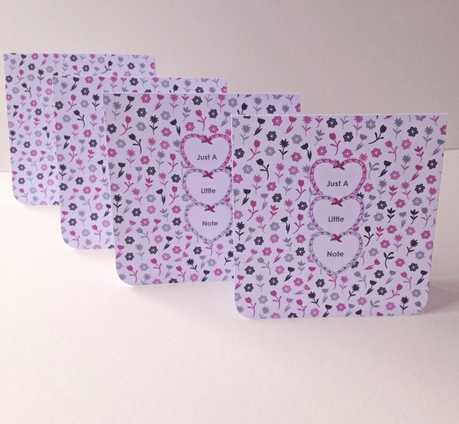 Set of Four Notecards,'Mini Florals',Blank Notecards with Envelopes