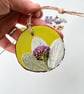 Real Pressed Flower, Knapweed, Hand Painted Wood Slice Hanging Decoration - Image 4