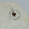 Raw Garnet in a Textured Ring Necklace