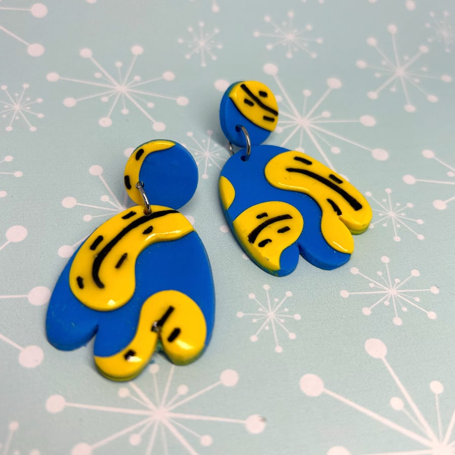 Banana Pattern earrings, banana earrings 