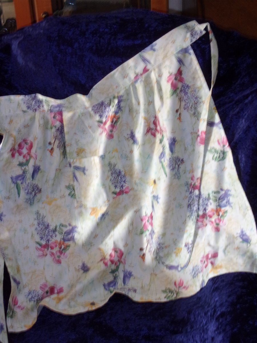 REDUCED PRICE Half Apron with Spring Flowers