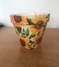 Handcrafted decoupaged "Sunflower" design 130mm terracotta flower