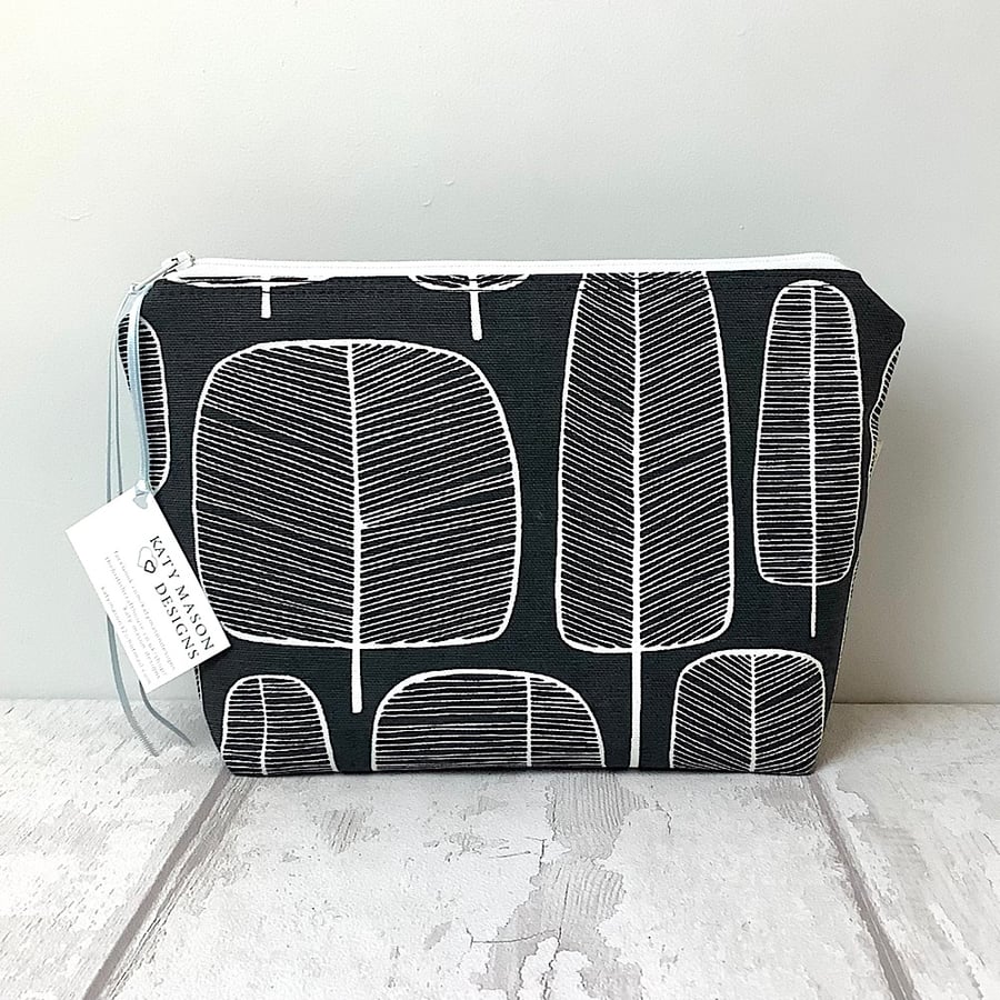 Cosmetic Bag - Black and White - Tree Print