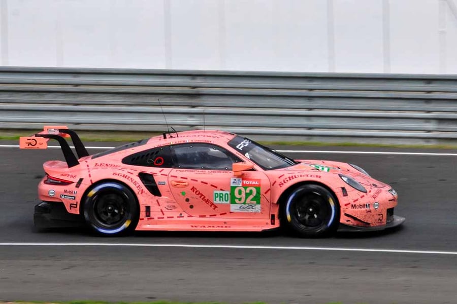 Porsche 911 RSR Pink Pig 24 Hours of Le Mans 2018 18"X12" Print