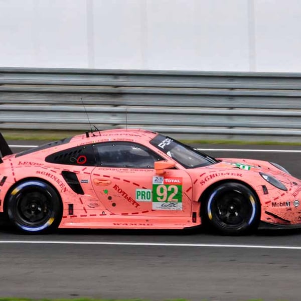 Porsche 911 RSR Pink Pig 24 Hours of Le Mans 2018 18"X12" Print