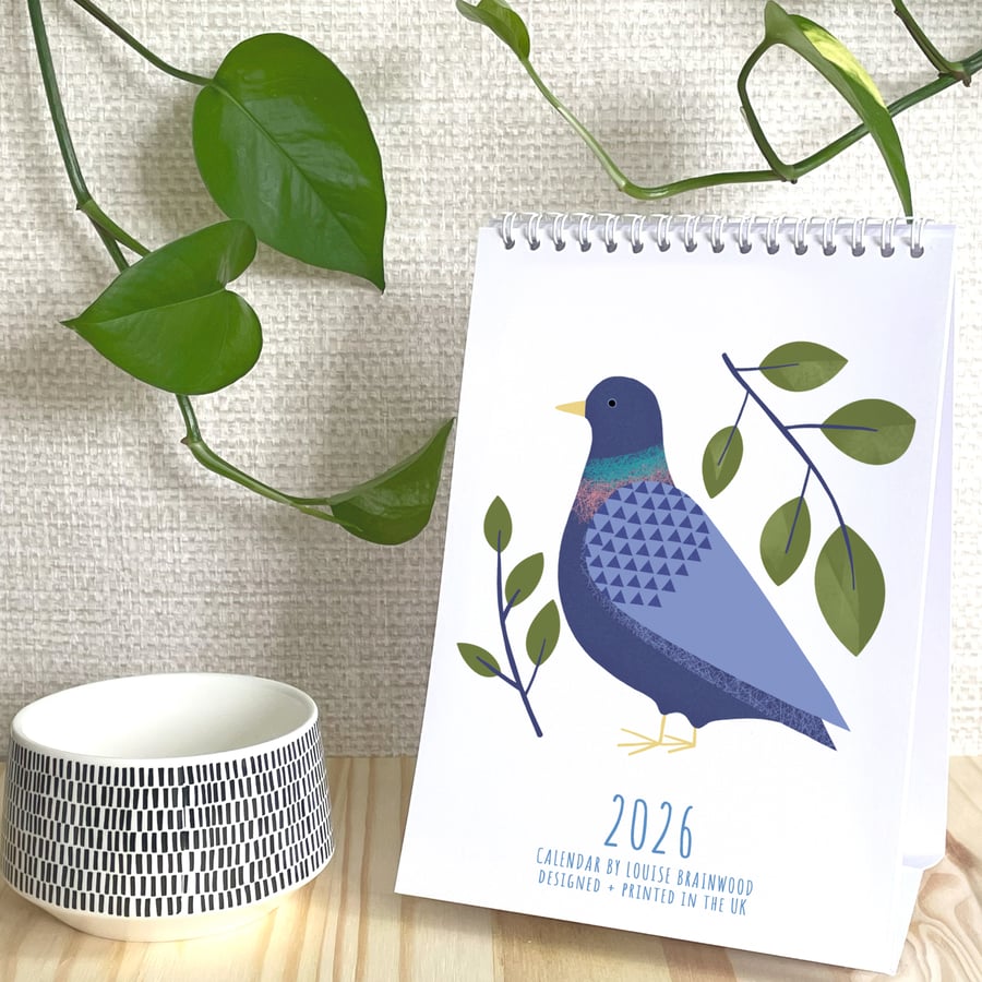 2026 Illustrated Birds Desk Calendar