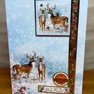 Christmas Card. Luxury Deer Christmas Card. Festive Forest.