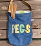 Denim Peg Bag with appliqué decoration. Over-the-shoulder design - Image 3