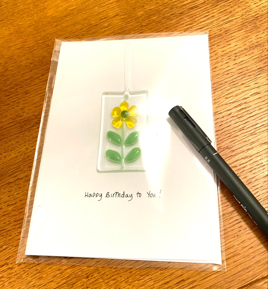 Keepsake fused glass card- birthday card