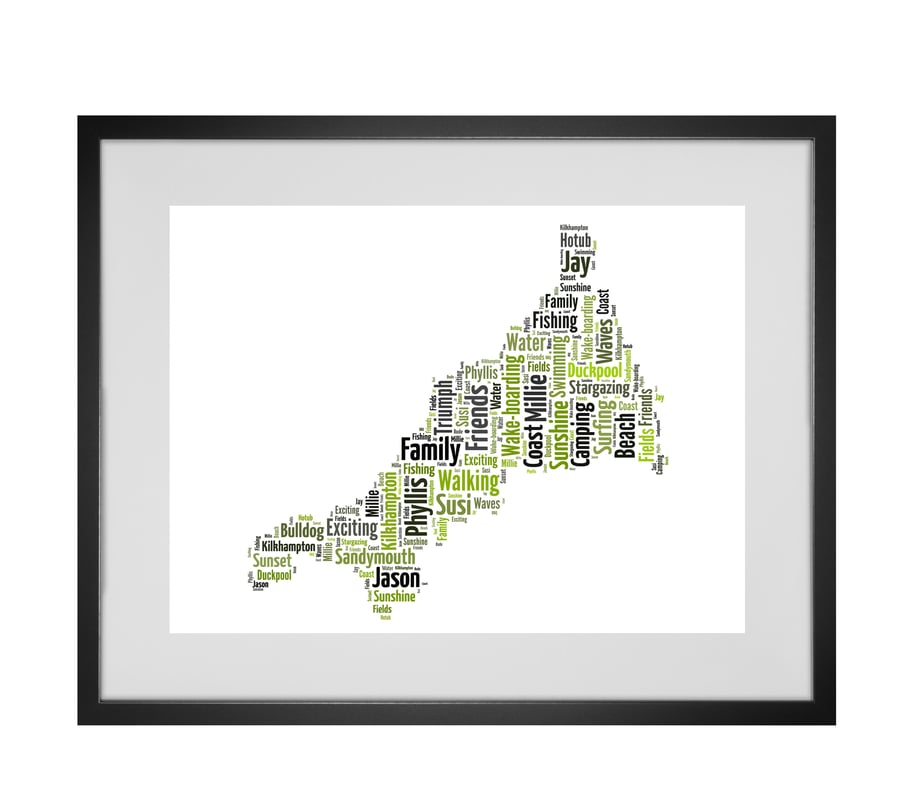 Personalised Cornwall Map Design Word Art Gifts  