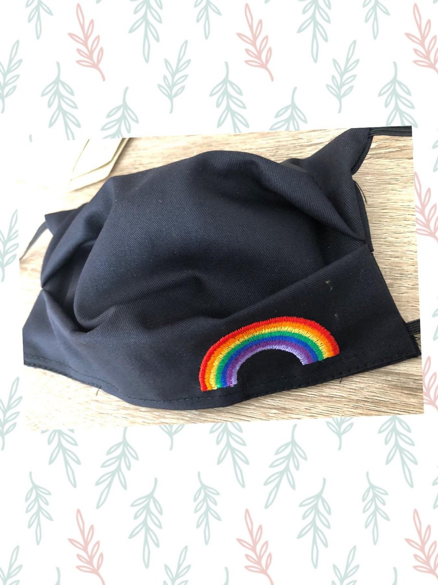 Rainbow Logo Embroidered Face Masks. Superior Quality. Adult or child sizes. Buy